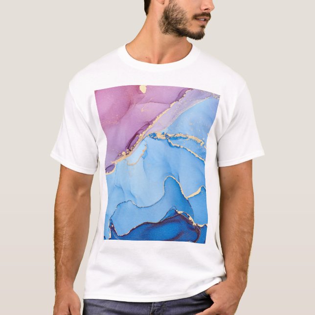 Camiseta Matizes Translúcidos Fluido: Abstrato de Tinta Álc (Frente)