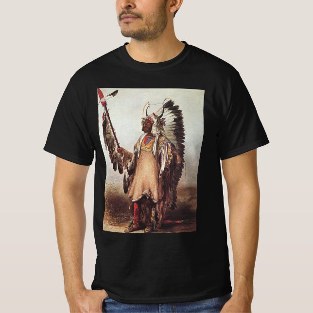 Camiseta Mato-Tope, Retrato Chefe Mandan de Karl Bodmer (Frente)