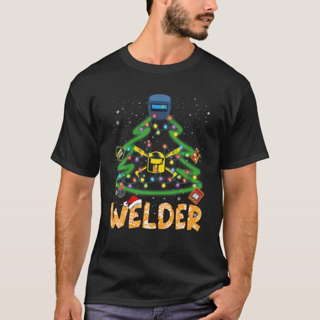 Camiseta Matriz da família de pijamas de Natal do soldador (Frente)