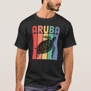 Camiseta Matriz de Férias da Família Sea Turtle Retro Aruba