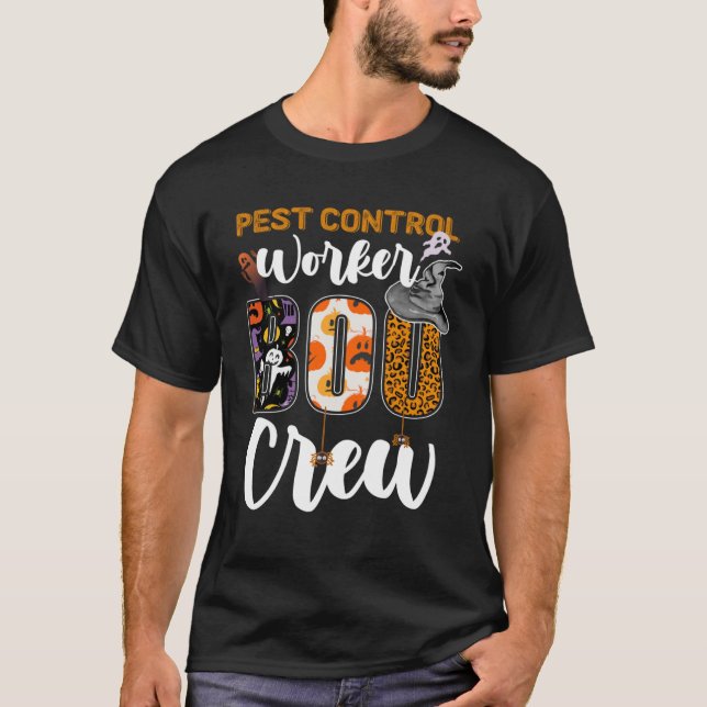 Camiseta Matriz de Halloween de Boo Crew do Trabalhador de  (Frente)