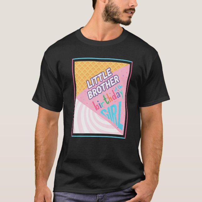 Camiseta Matriz de Tema de Sorvete de Rapariga de Aniversár (Frente)