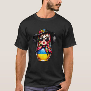 Camiseta Matrjoshka da Ucrânia de Óculos de Sol Para Ucrani