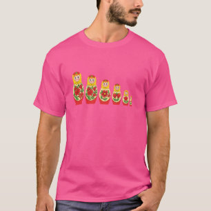 Camiseta Matryoshka Babushka Cute Nesting Stacking Russo