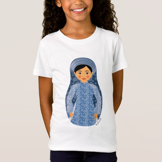 Camiseta Matryoshka, meninas, vietnamitas (Frente)