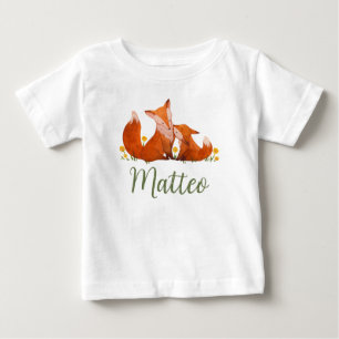Camiseta Matteo Name Reveal Fox Forest Animal Boy Whimsical
