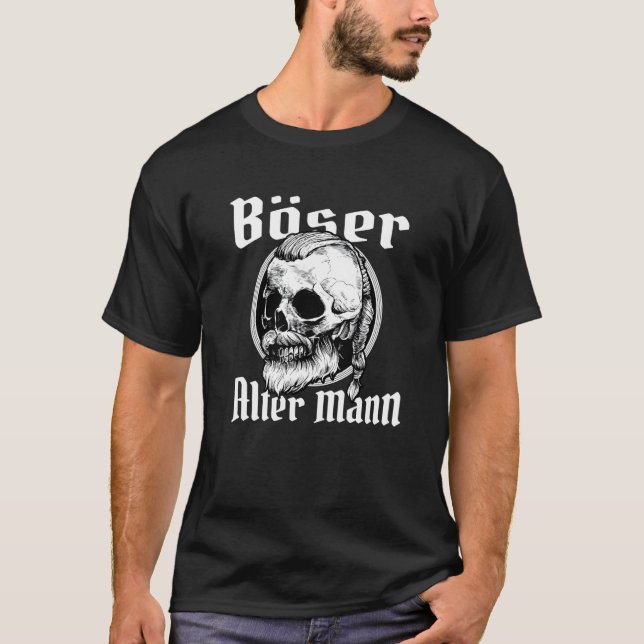 Camiseta Mau Alter Mann Ndic Skull Avô Papa Viking (Frente)