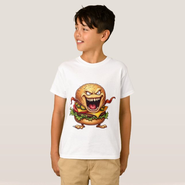 Camiseta MAU comida BACON CHEESEBURGER, Monstros da  (Frente Completa)