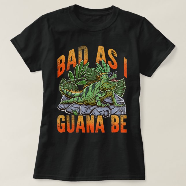 Camiseta Mau Como Eu Guana Sou Vacante Praia Iguana Lizard  (Frente do Design)