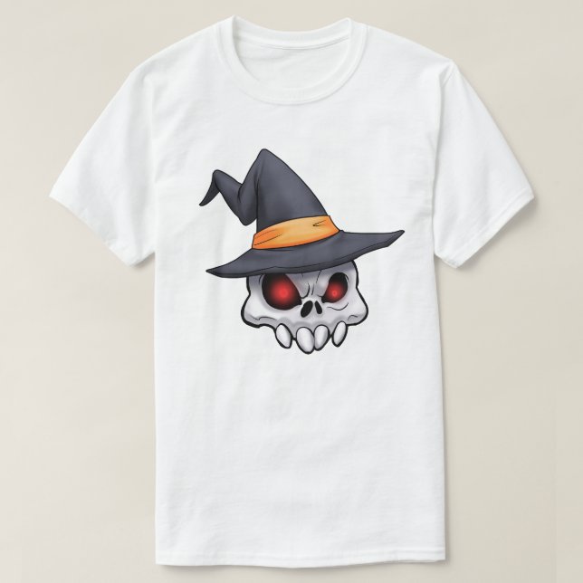 Camiseta Mau Creepy Halloween Skull Witch (Frente do Design)