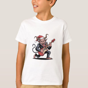 Camiseta Mau Krampus Tocando Violão Elétrico Xmas