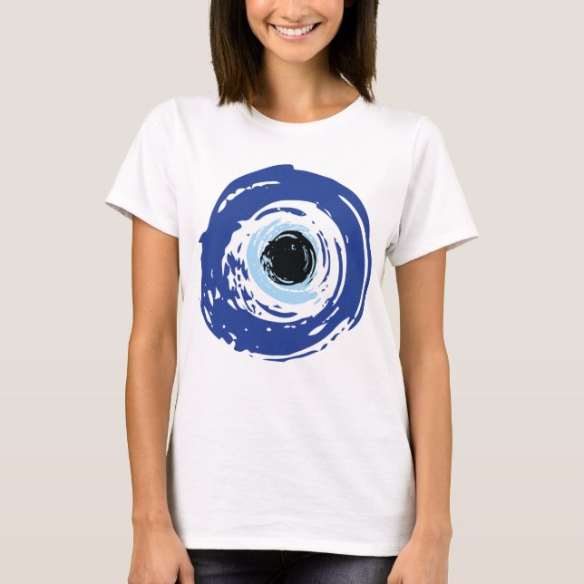 Camiseta Mau Olho Artístico Azul Grego (Frente)