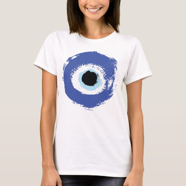 Camiseta Mau Olho Artístico Azul Grego (Frente)