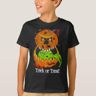Camiseta Mau Pumkin Scary Trick ou Treine Kids Halloween