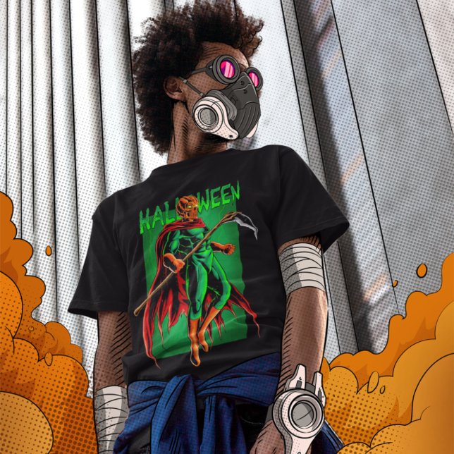 Camiseta Mau Pumpkin Skull Head Super Hero (Criador carregado)