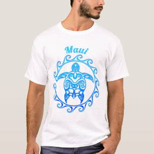 Camiseta Maui de Tartaruga Azul Tribal