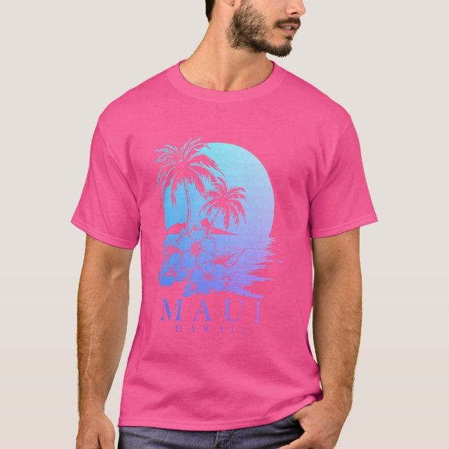 Camiseta Maui Hawaii Hibiscus Hawaiian Flores Souvenir Sur (Frente)
