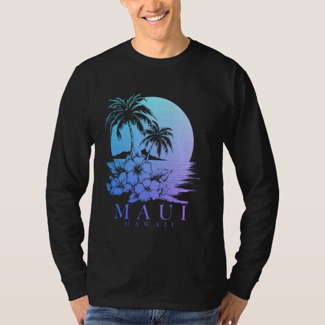 Camiseta Maui Hawaii Hibiscus Hawaiian Flores Souvenir Sur (Frente)