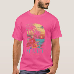 Camiseta Maui Hawaii Hibiscus Hawaiian Flores Souvenir Sur