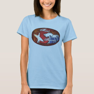 Camiseta Maui Hawaii, senhoras surfistas ondas de arte, tee