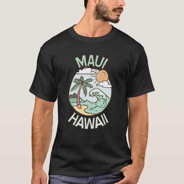 Camiseta Maui Hawaii Tropical Beach Vacation Souvenir (Frente)