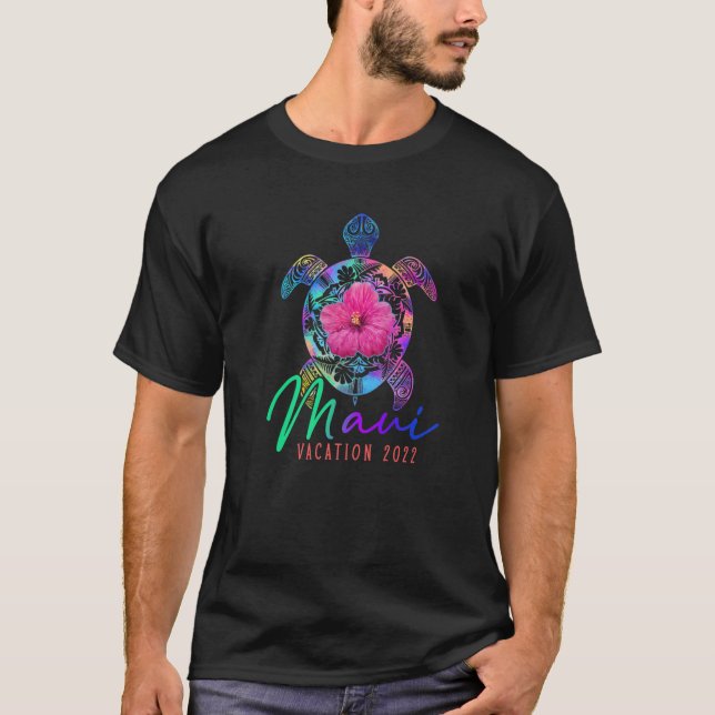 Camiseta Maui Hawaii Vacation 2022 Sea Turtle Flower Tropic (Frente)