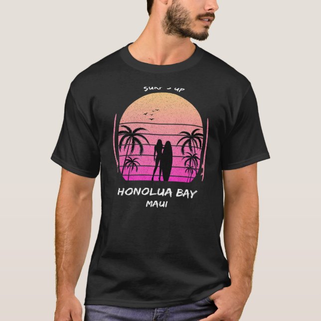 Camiseta Maui Honolua Bay Surf em Palms Aloha Surfing Ha (Frente)