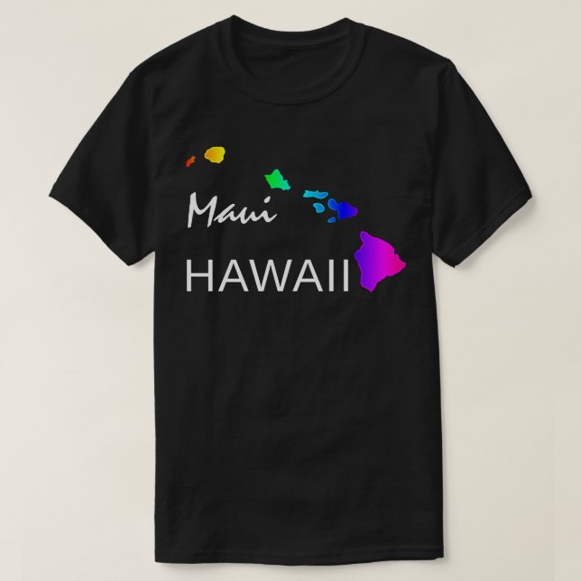 CAMISETA MAUI - ILHAS HAWAII NEON RAINBOW (Frente do Design)