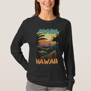 Camiseta Maui Retro Havaí Palmeiras Oceano Surfe