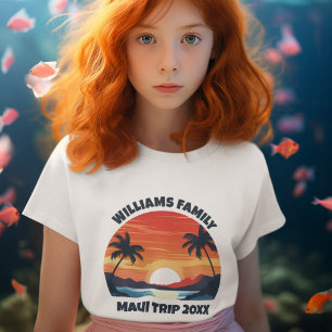 Camiseta Maui Vacation Sunrise Palm Trees Custom Girl