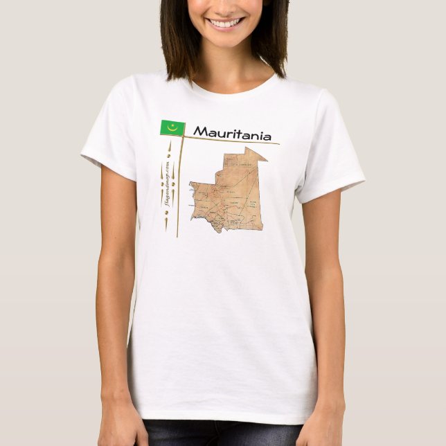 Camiseta Mauritânia Mapa + Bandeira + Título (Frente)