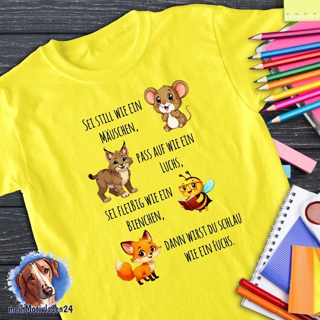 Camiseta Mäuschen - Luchs - Biene - Fuchs | Schulanfang (T-Shirt zum Kitaabschluss und Schulanfang - Mäuschen, Luchs, Bienchen, Fuchs)
