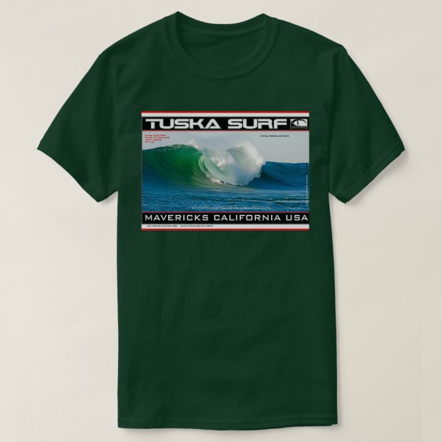Camiseta Mavericks Breaking Wave Surf por surf Tuska (Frente do Design)