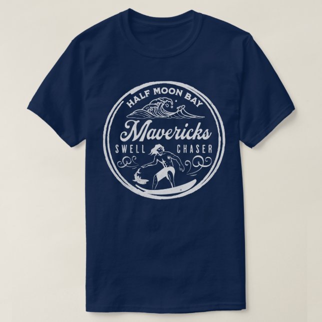 Camiseta Mavericks Half Moon Bay California Big Wave Surfin (Frente do Design)