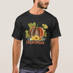 Camiseta Maw Maw Ação de Graças Leopard Pumpkin Girassol