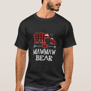 Camiseta Mawmaw Bear Christmas Pajama Red Xadrez Buffalo Fa