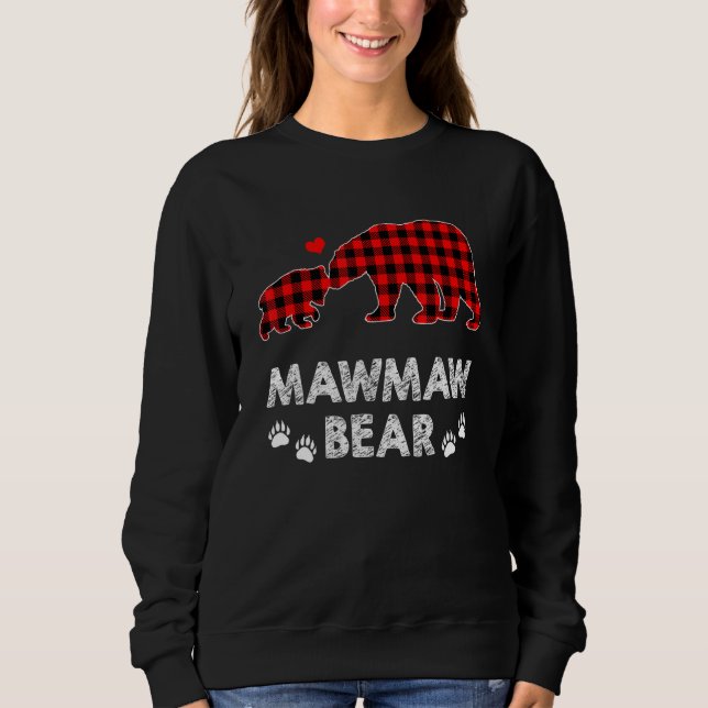 Camiseta Mawmaw Bear Women Red Xadrez Natal Família Pajama (Frente)