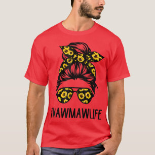 Camiseta Mawmaw Life Messaging Hair Bun Sunflower Mães