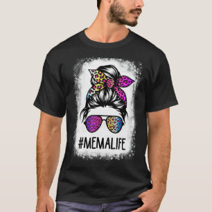 Camiseta Mawmaw Life Rainbow Leopard Messy Bun Mot