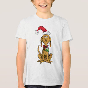 Camiseta Max o Cachorro com o Chapéu de Papai Noel