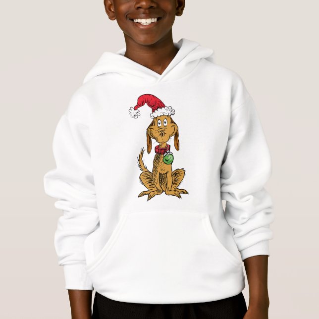 Camiseta Max o Cão com Chapéu de Papai Noel (Frente)