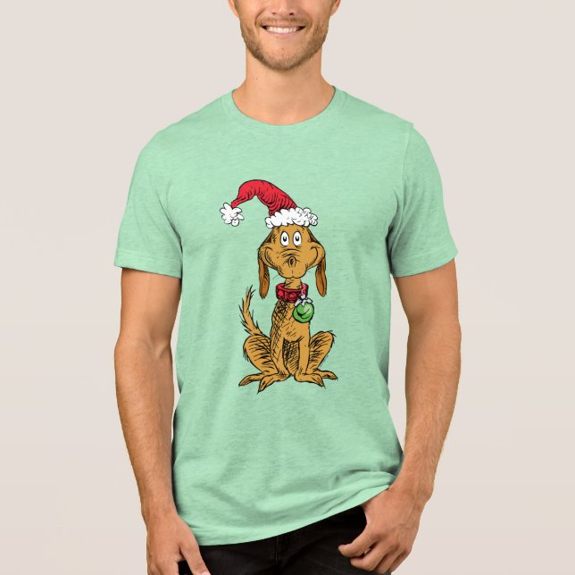 Camiseta Max o Cão com Chapéu de Papai Noel (Frente)