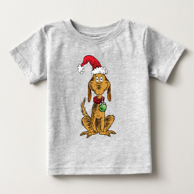 Camiseta Max o Cão com Chapéu de Papai Noel (Frente)