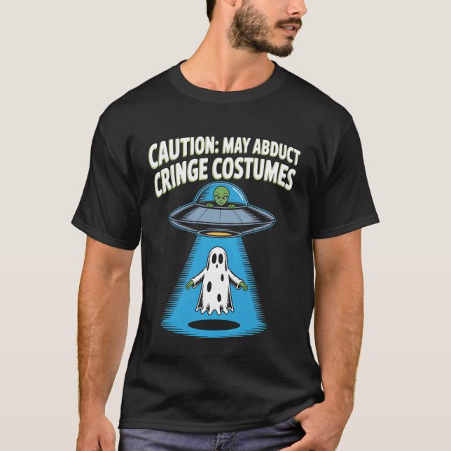 Camiseta May Abduct Cringe Costumes Funny Alien UFO Hallowe (Frente)
