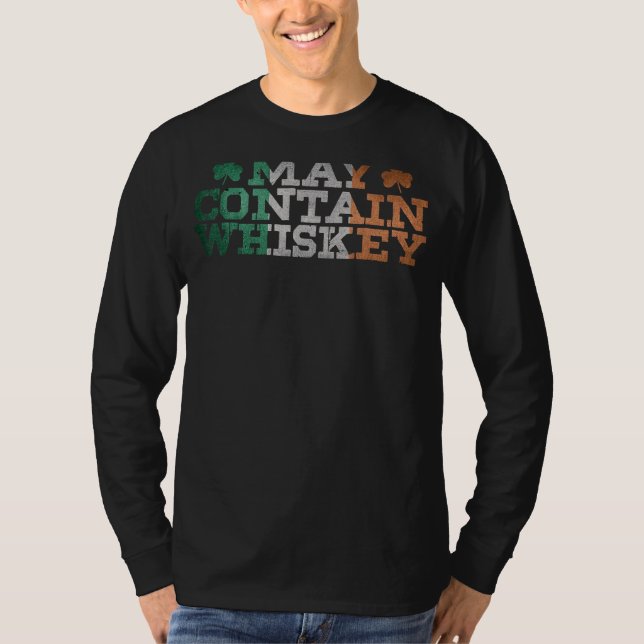 Camiseta May Contain Whiskey Irish Flag Rua Patrick (Frente)