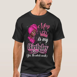 Camiseta May is My Birthday African Black Women Aniversário