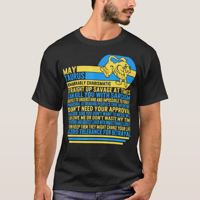 Camiseta May Taurus Facts Zodiac Sinal de Girassol Astrolog (Frente)