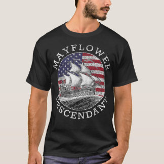Camiseta Mayflower Descendente Estados Unidos Bandeira em D