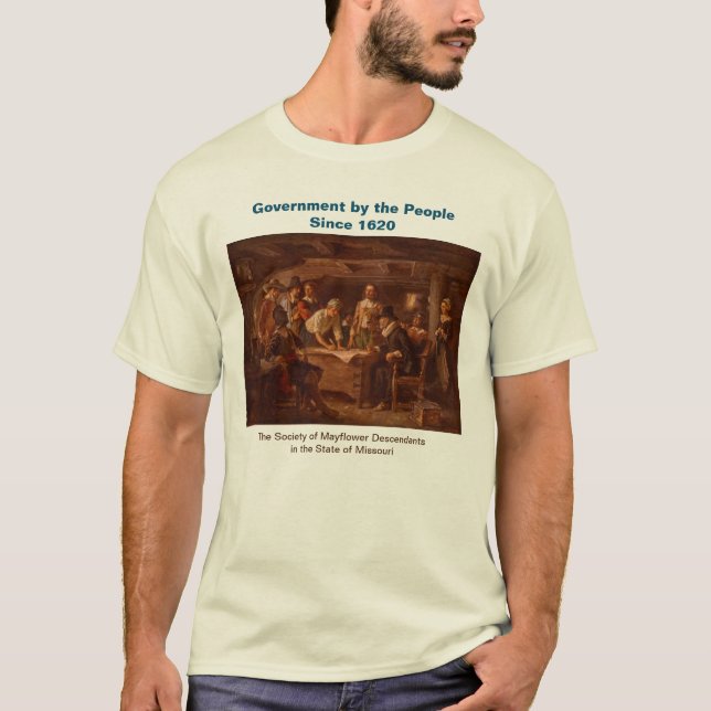 Camiseta Mayflower Descendente Governo pelas Pessoas 1620 (Frente)