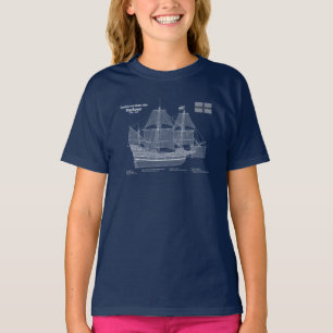 Camiseta Mayflower - planos de projeto de navio ABD